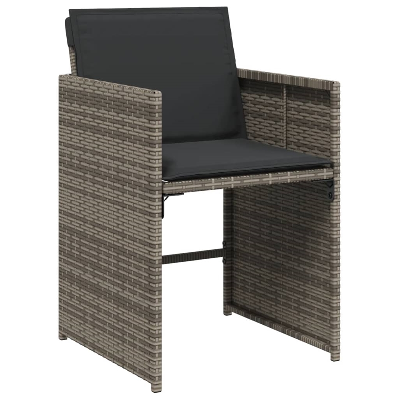 Bowery Hill Contemporary 9 Piece Poly Rattan Patio Dining Set in Gray