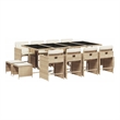 Bowery Hill Contemporary Rattan Patio Dining Set in Beige/Cream White