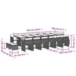 Bowery Hill Contemporary 17 Piece Rattan Patio Dining Set in Black