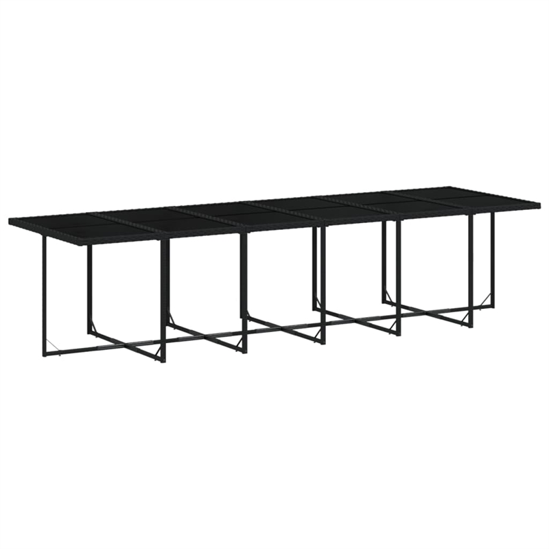 Bowery Hill Contemporary 17 Piece Rattan Patio Dining Set in Black