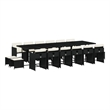 Bowery Hill Contemporary 17 Piece Rattan Patio Dining Set in Black