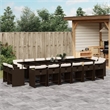 Bowery Hill 17 Piece Rattan Patio Dining Set in Brown/Cream White