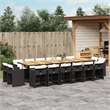 Bowery Hill Contemporary 17 Piece Poly Rattan Patio Dining Set in Black