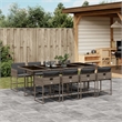 Bowery Hill Contemporary 9 Piece Poly Rattan Garden Dining Set in Gray