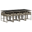 Bowery Hill Contemporary 9 Piece Poly Rattan Garden Dining Set in Gray