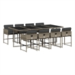 Bowery Hill Contemporary 9 Piece Poly Rattan Garden Dining Set in Gray