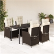 Bowery Hill Contemporary 5 Piece Poly Rattan Garden Dining Set in Black