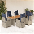 Bowery Hill Contemporary 7 Piece Poly Rattan Garden Dining Set in Gray