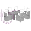 Bowery Hill Contemporary 7 Piece Poly Rattan Garden Dining Set in Gray