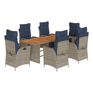 Bowery Hill Contemporary 7 Piece Poly Rattan Garden Dining Set in Gray