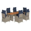 Bowery Hill Contemporary 7 Piece Poly Rattan Garden Dining Set in Gray