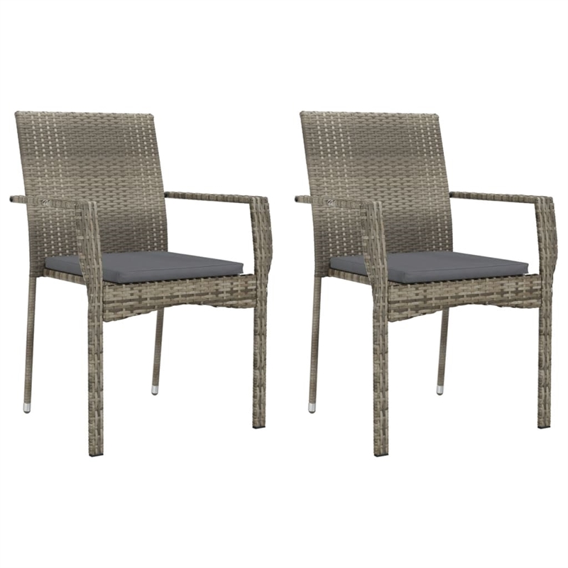 Bowery Hill Contemporary 7 Piece Rattan Garden Dining Set in Dark Gray