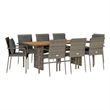 Bowery Hill Contemporary 7 Piece Rattan Garden Dining Set in Dark Gray