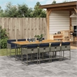 Bowery Hill Contemporary 9 Piece Rattan Garden Dining Set in Gray/Brown