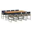 Bowery Hill Contemporary 9 Piece Rattan Garden Dining Set in Gray/Brown