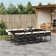 Bowery Hill Contemporary 11 Piece Poly Rattan Garden Dining Set in Black