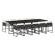 Bowery Hill Contemporary 11 Piece Poly Rattan Garden Dining Set in Black