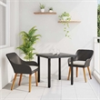 Bowery Hill Poly Rattan Garden Dining Set with Cushions in Black