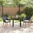 Bowery Hill Poly Rattan Garden Dining Set with Cushions in Black