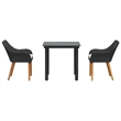 Bowery Hill Poly Rattan Garden Dining Set with Cushions in Black