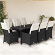 Bowery Hill Contemporary 9 Piece Poly Rattan Garden Dining Set in Black
