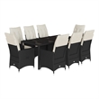 Bowery Hill Contemporary 9 Piece Poly Rattan Garden Dining Set in Black