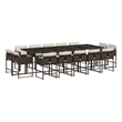 Bowery Hill 15 Piece Poly Rattan Patio Dining Set in Brown/Cream white