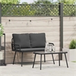 Bowery Hill Poly Rattan Garden Dining Set with Cushions in Black