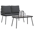 Bowery Hill Poly Rattan Garden Dining Set with Cushions in Black