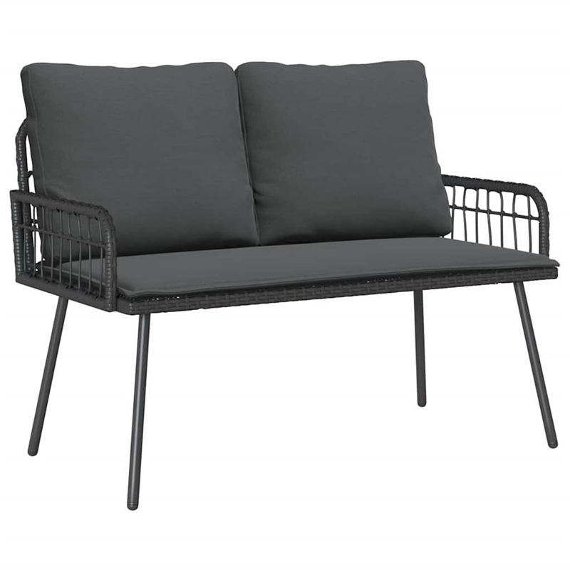 Bowery Hill Poly Rattan Garden Dining Set with Cushions in Black