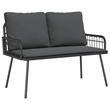 Bowery Hill Poly Rattan Garden Dining Set with Cushions in Black
