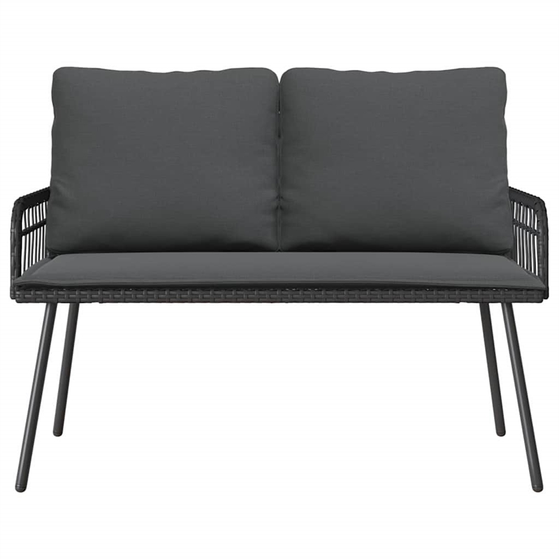 Bowery Hill Poly Rattan Garden Dining Set with Cushions in Black