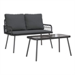 Bowery Hill Poly Rattan Garden Dining Set with Cushions in Black