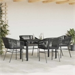 Bowery Hill Contemporary 5 Piece Poly Rattan Garden Dining Set in Black