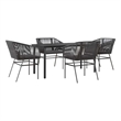 Bowery Hill Contemporary 5 Piece Poly Rattan Garden Dining Set in Black