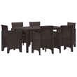 Bowery Hill Contemporary 7 Piece Poly Rattan Garden Dining Set in Brown