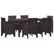 Bowery Hill Contemporary 7 Piece Poly Rattan Garden Dining Set in Brown