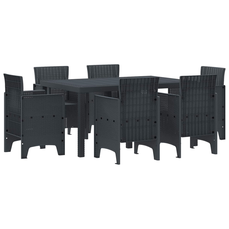 Bowery Hill 7 Piece Poly Rattan Garden Dining Set in Anthracite