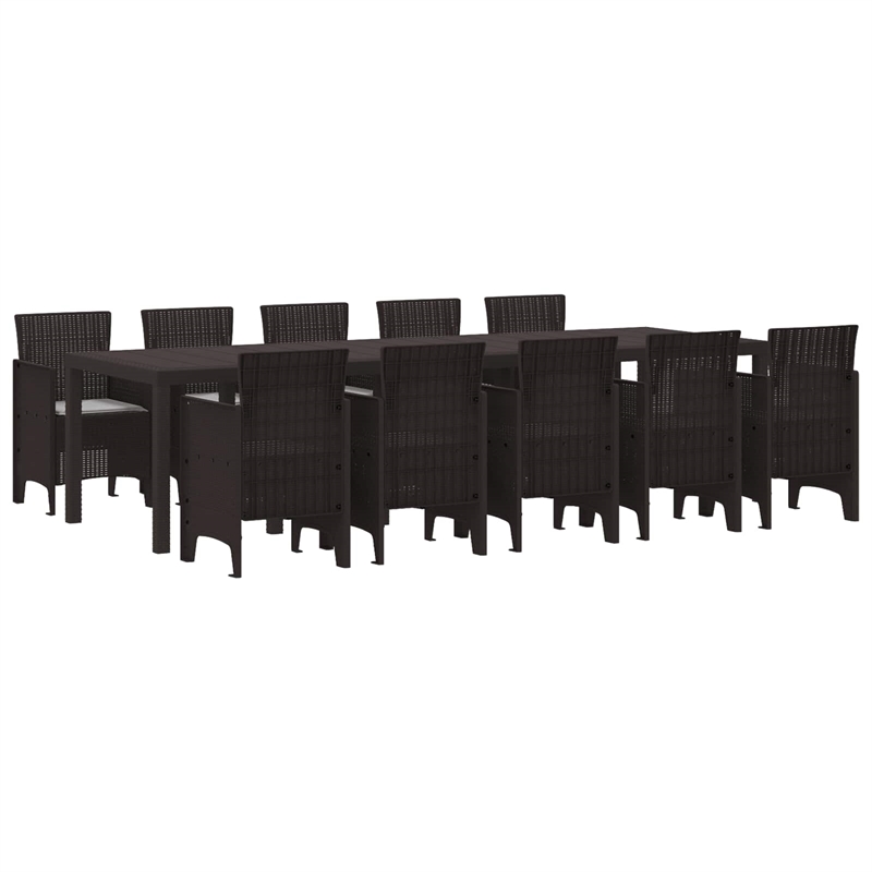 Bowery Hill Contemporary 11 Piece Poly Rattan Garden Dining Set in Gray