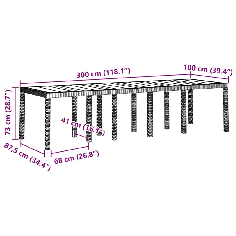 Bowery Hill Contemporary 11 Piece Poly Rattan Garden Dining Set in Gray