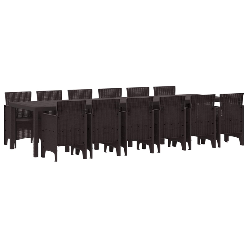 Bowery Hill Contemporary Poly Rattan Garden Dining Set in Brown