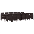 Bowery Hill Contemporary Poly Rattan Garden Dining Set in Brown
