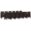 Bowery Hill Contemporary Poly Rattan Garden Dining Set in Brown