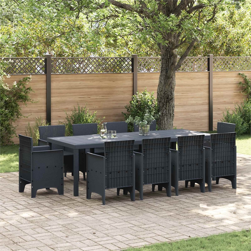 Bowery Hill 11 Piece Poly Rattan Garden Dining Set in Anthracite