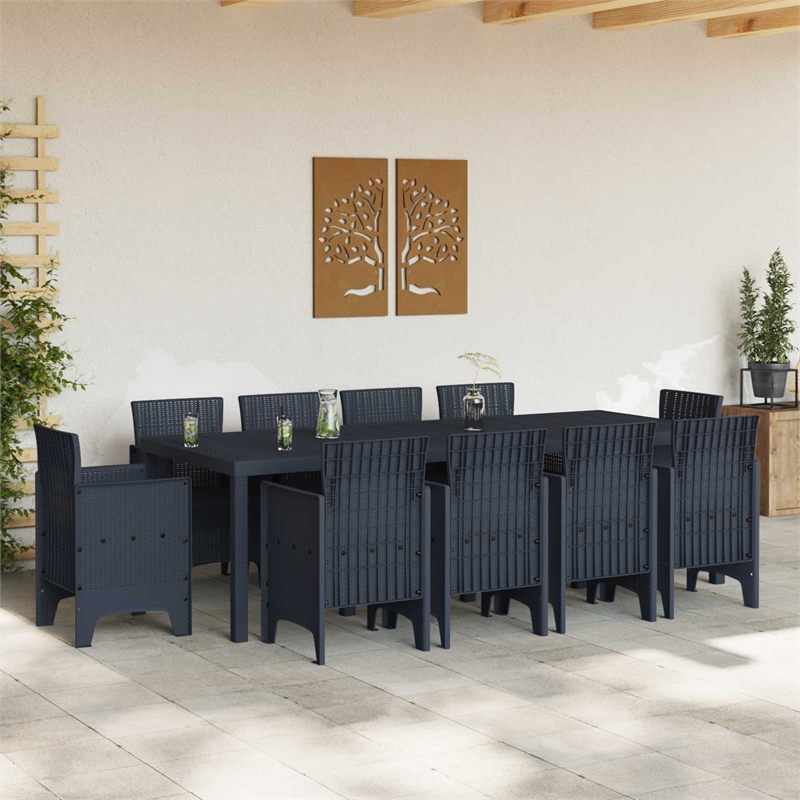 Bowery Hill 11 Piece Poly Rattan Garden Dining Set in Anthracite