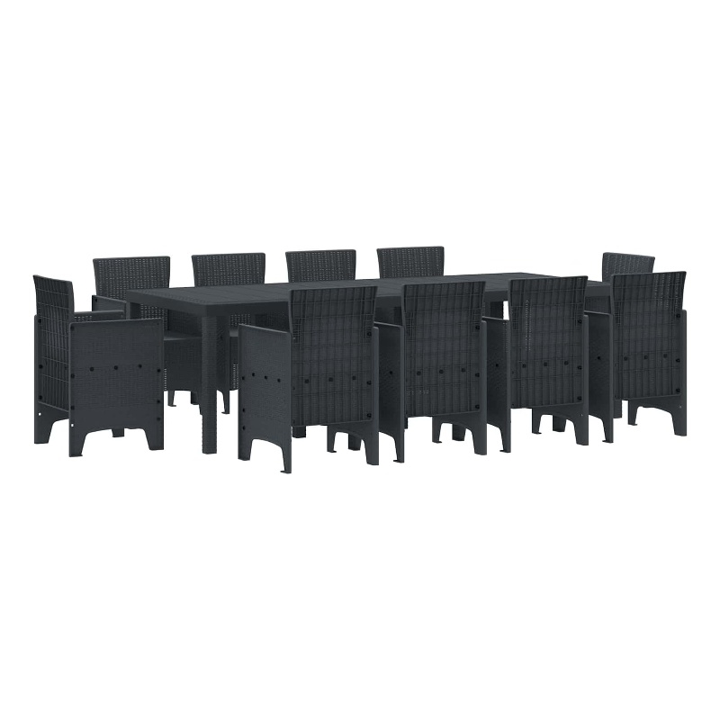 Bowery Hill 11 Piece Poly Rattan Garden Dining Set in Anthracite