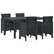 Bowery Hill 5 Piece Poly Rattan Garden Dining Set in Anthracite