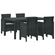 Bowery Hill 5 Piece Poly Rattan Garden Dining Set in Anthracite