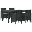Bowery Hill 5 Piece Poly Rattan Garden Dining Set in Anthracite