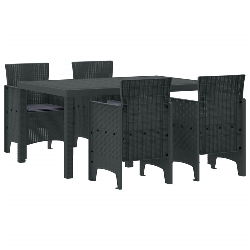 Bowery Hill 5 Piece Poly Rattan Garden Dining Set in Anthracite